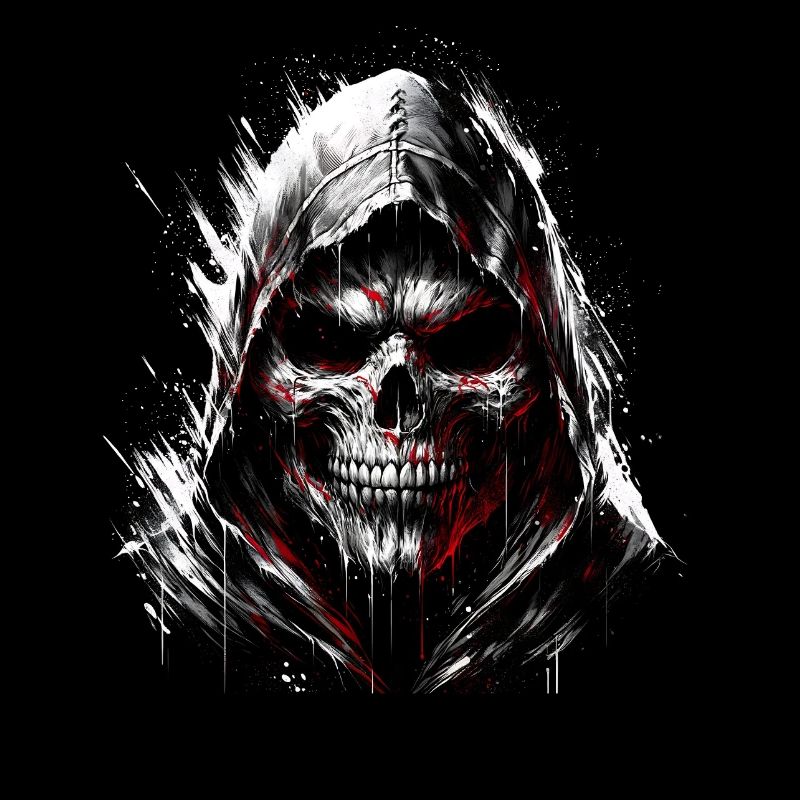 Dark Skull with Hood Gothic Art