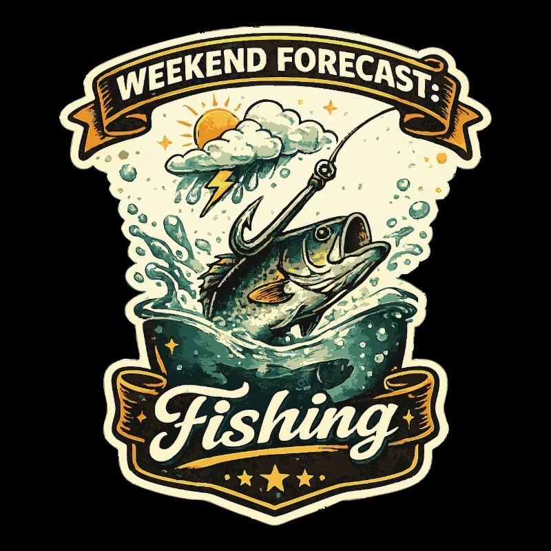 Motif rétro de la prévision du week-end pour la pêche