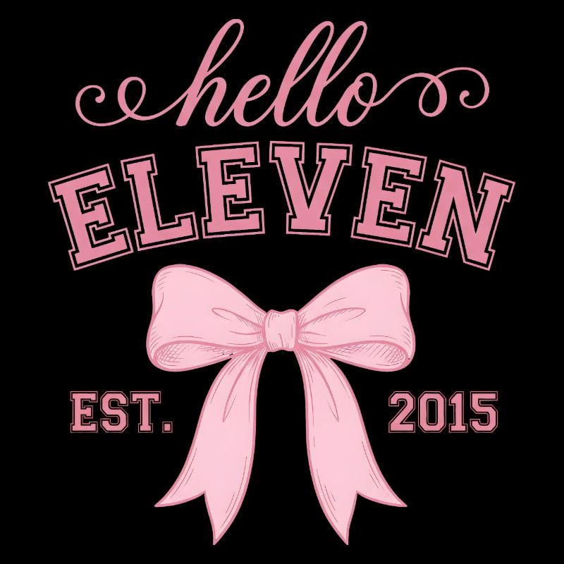 Hello Eleven Est 2015 Pink Bow Design