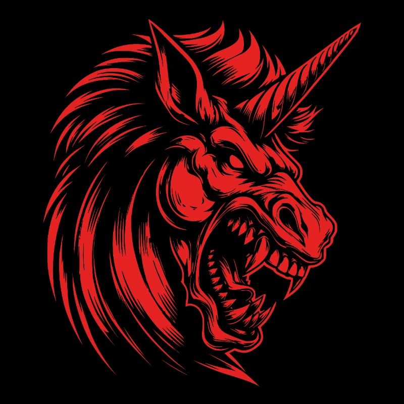 Angry Unicorn Dark Power - Rebellious Magic