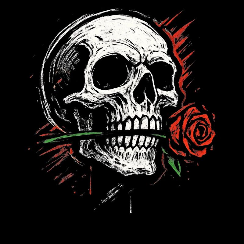 Gothic Skull Rose Gift Rock Fans Tattoo