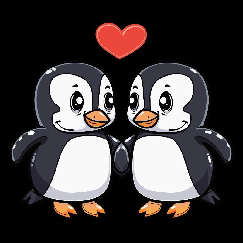 Penguin Couple Heart