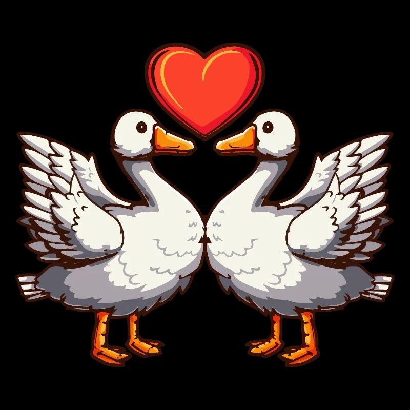 Goose Couple Heart