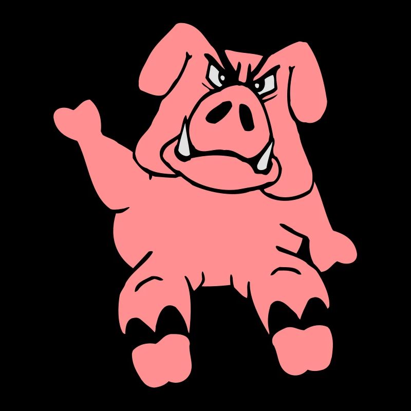 Evil Boar Waves Funny Cartoon Comic Pig