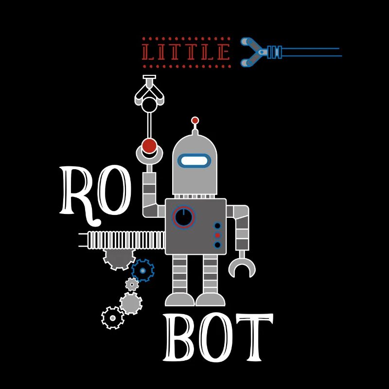Little robot machine retro illu fun Humor autom