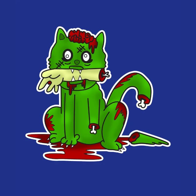 Zombie, cat, halloween, bone, gift idea