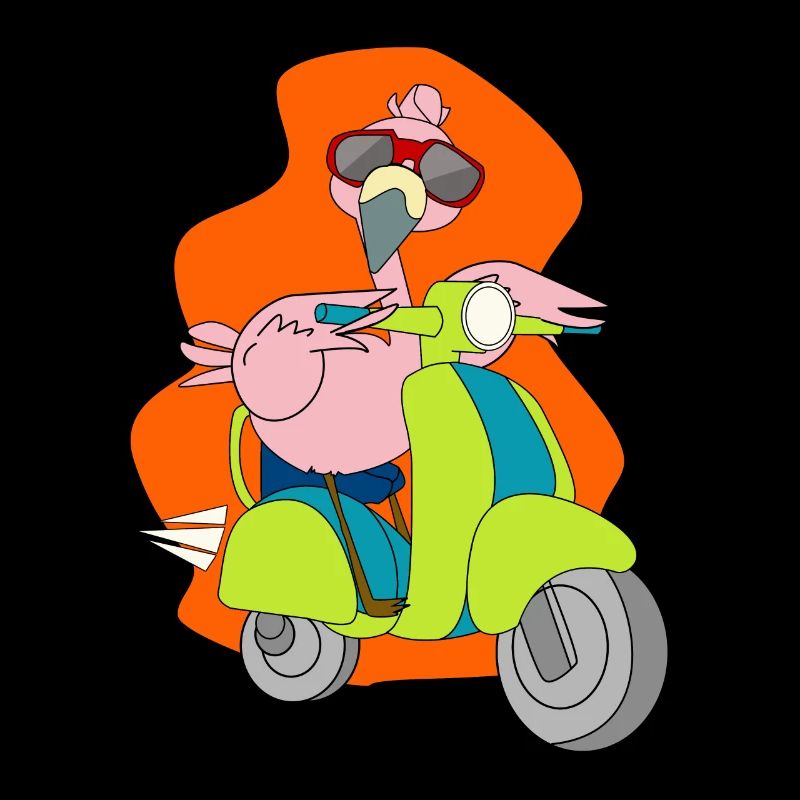 Flamingo Motorrad Roller Mofa Geschenk Shirt
