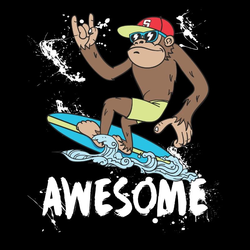 Chemise impressionnante de singe de surf