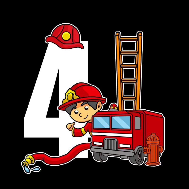 4 Year Firefighter Bday Fire Truck 4th Birthday