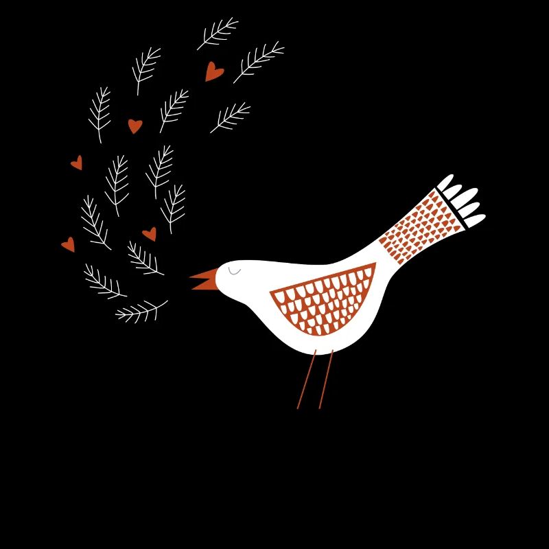 Scandinavian Retro Bird with Hearts