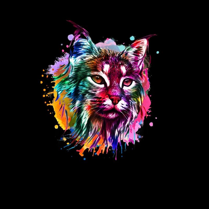 Luchs Aquarell Wasserfarben Bunt Geschenk