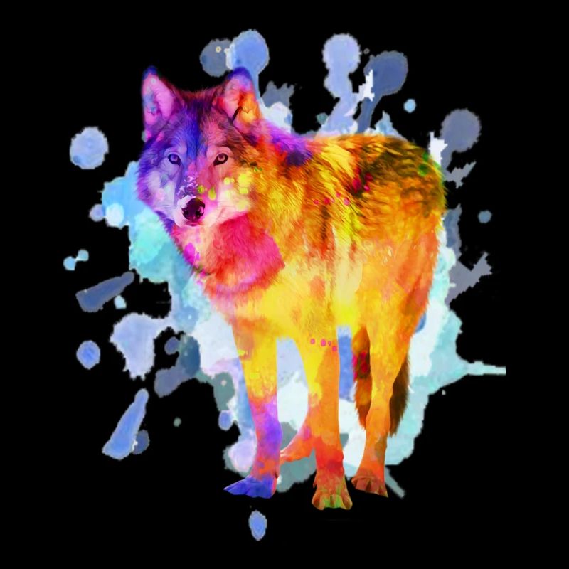 Wolf Hundefamilie Aquarell Bunt Geschenk