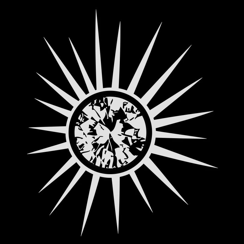 White sun with diamond.