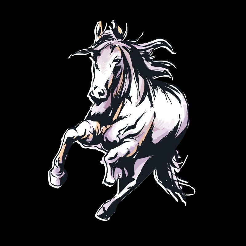 Grand cheval monte un cheval sauvage dans un style aquarelle