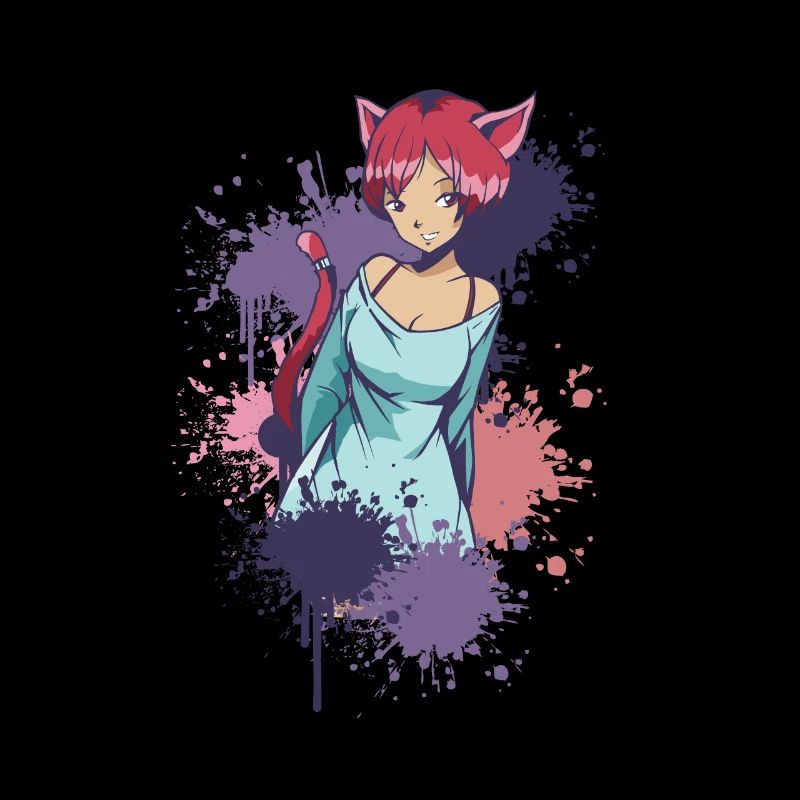 Neko Girl anime comic Charakter Mädchen mit Bogen