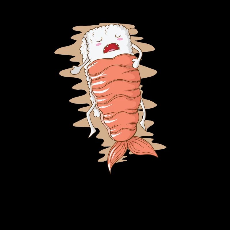 Sushi rice sleeps under shrimp