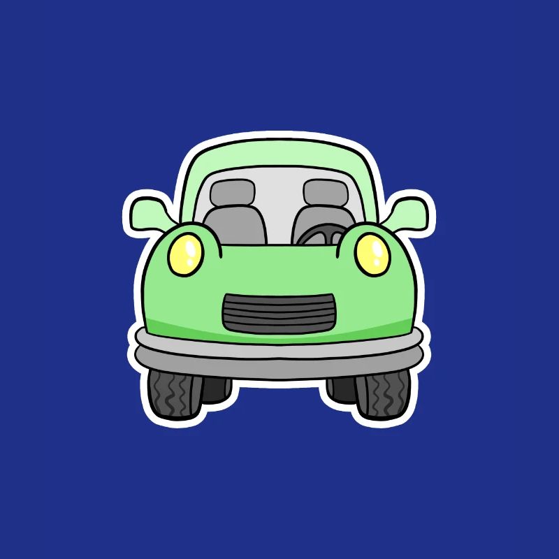 Vue frontale joyeuse de chariot vert