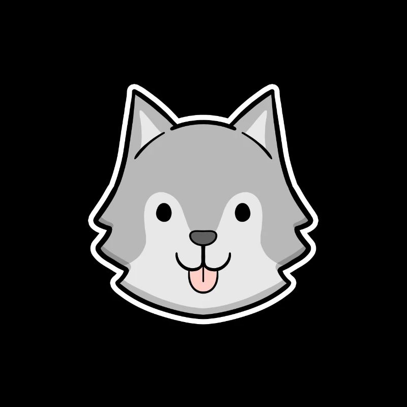 Fröhlicher Husky Kopf Sticker