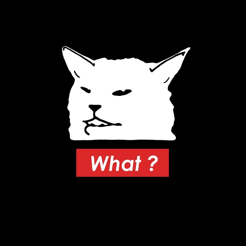 Meme-Katze „What“ – Schwarzweiß Design