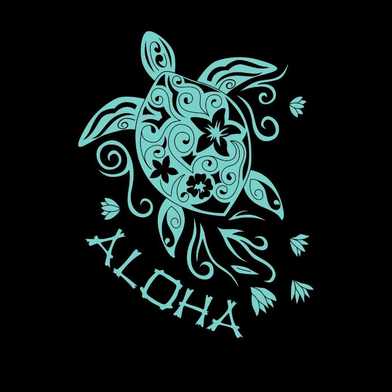 Schöne Mandala Schildkröte mit dem Spruch Aloha