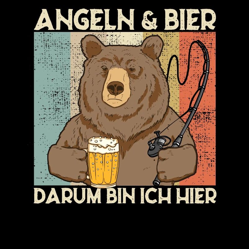 Angeln und Bier darum bin ich hier Angler Spruch
