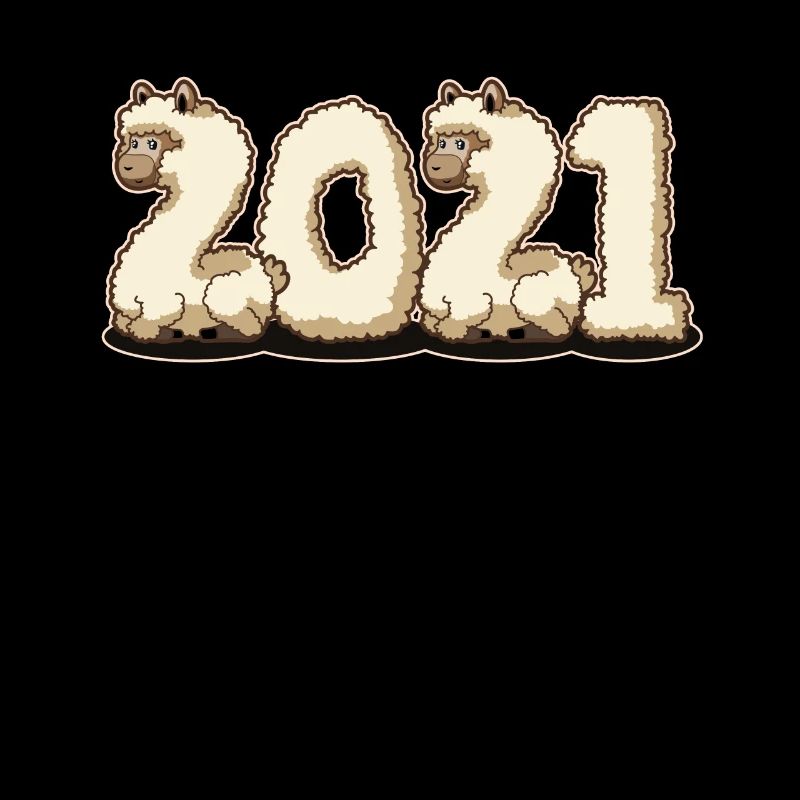 Happy New Year 2021 Fluffy Llama Alpaca Cute Gift