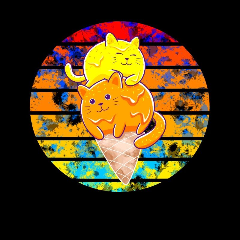 Chat coucher de soleil mangeant de la glace