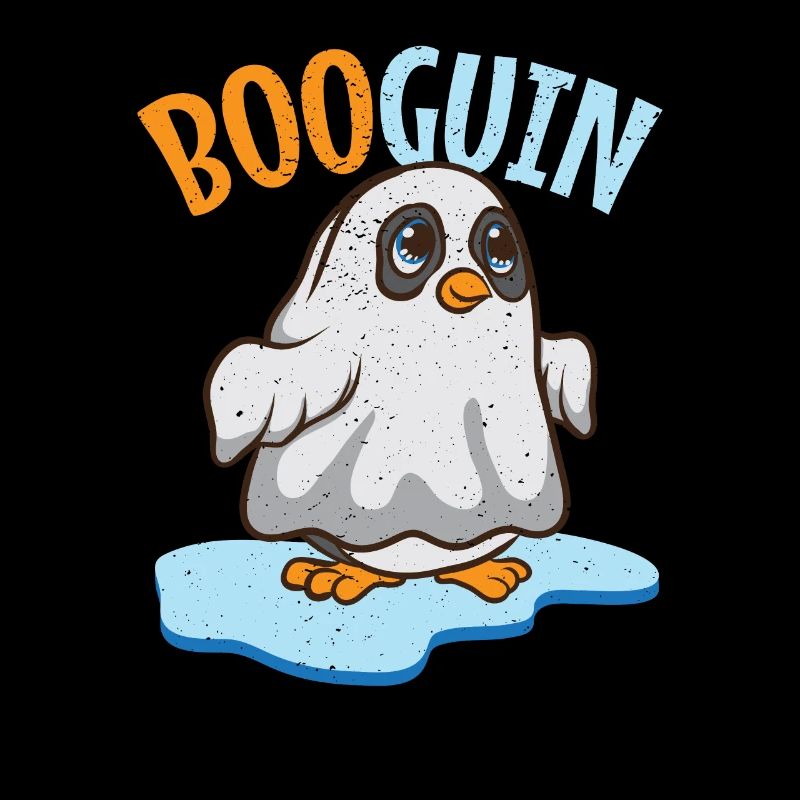 Halloween booguin penguin in a ghost as a gift