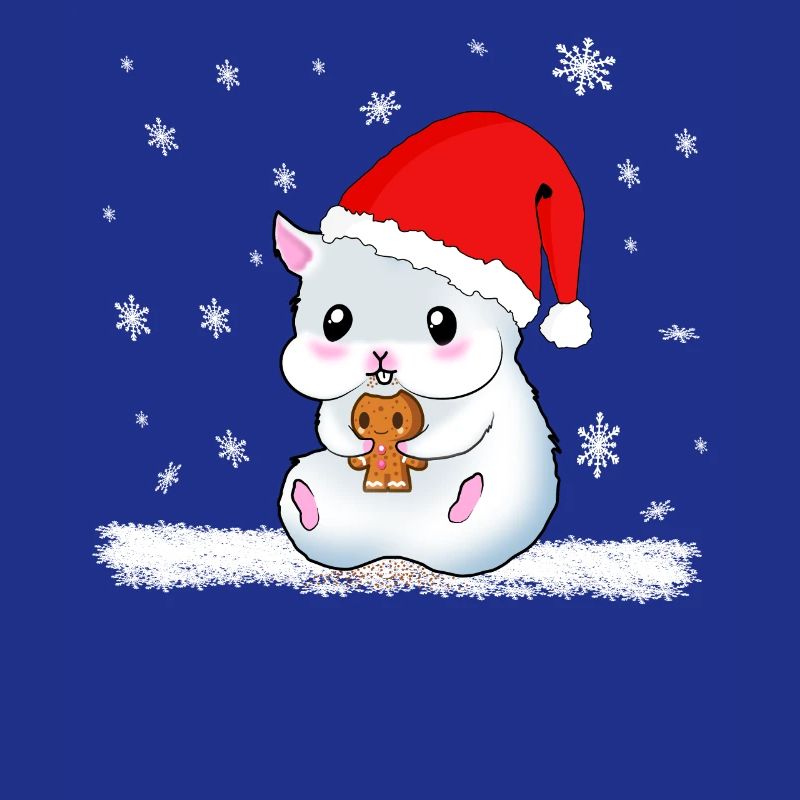 A Sweet Hamster Eats A Cookie While It Snows