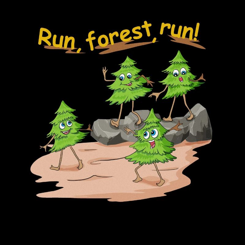 Fir tree run forest run in the forest as a jogger