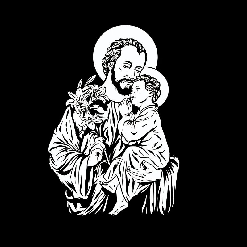 Saint Joseph tient Jésus dans ses bras