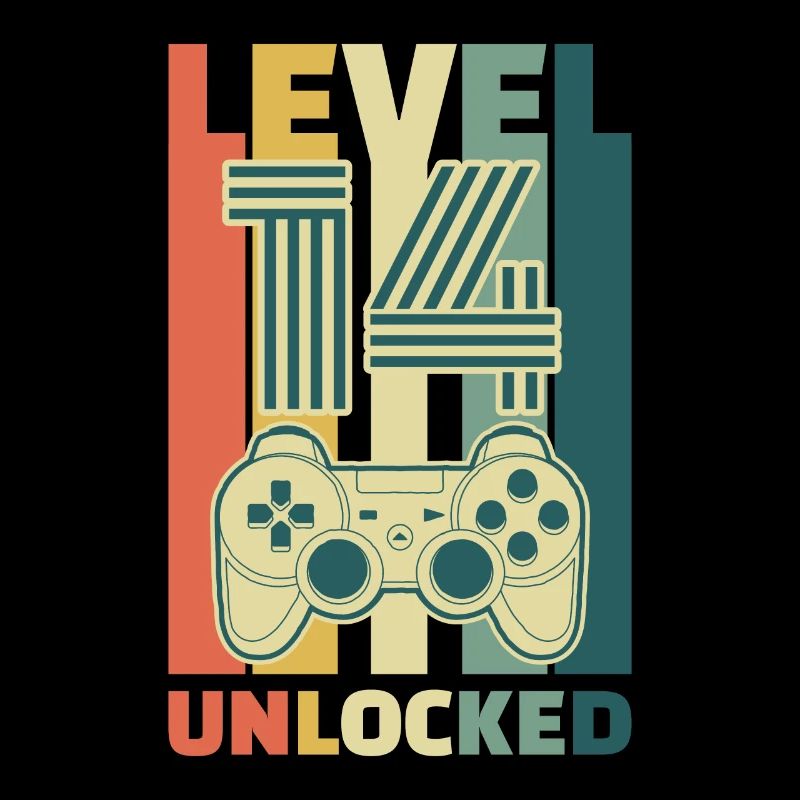 Level 14 Unlocked 14. Geburtstag Gaming Geschenk
