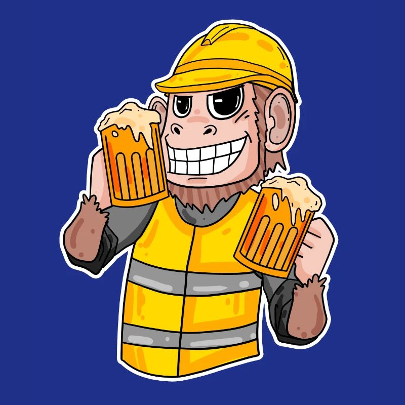 Construction site monkey beer funny gift