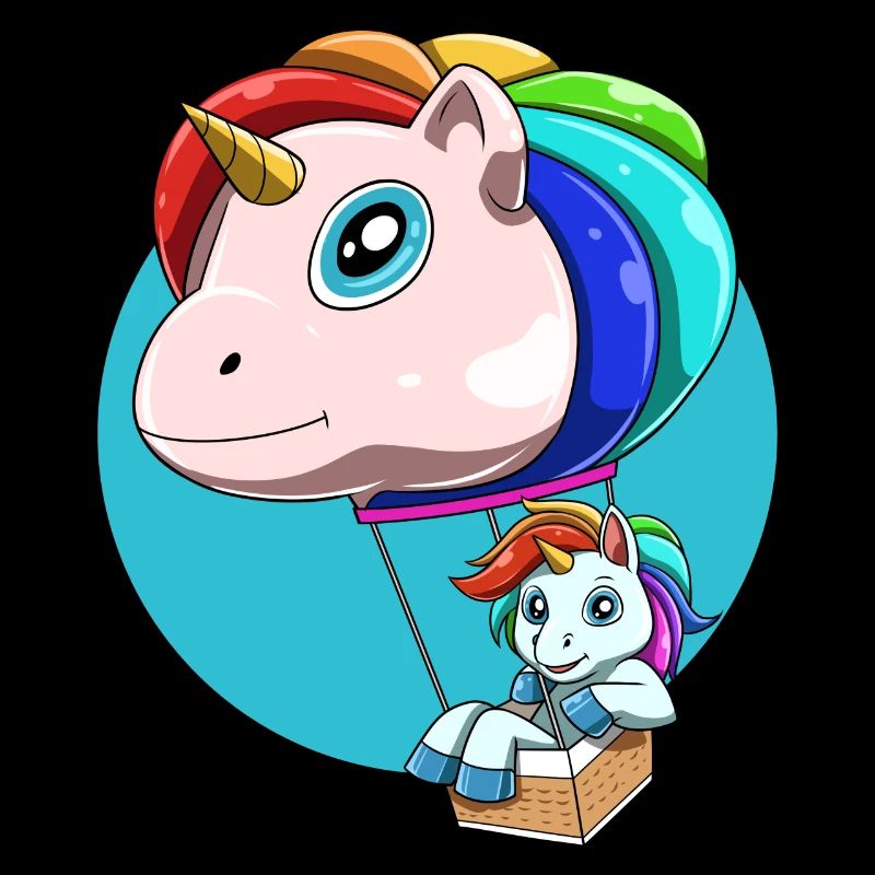 Lustiger Heißluftballon als Einhorn