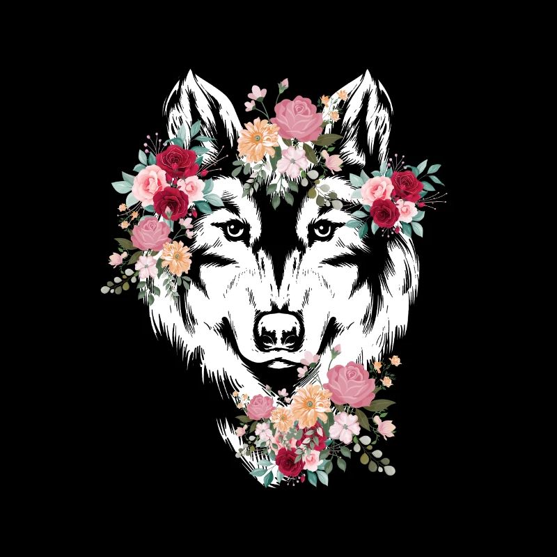 Wolf Wolfskopf Blumen Deko