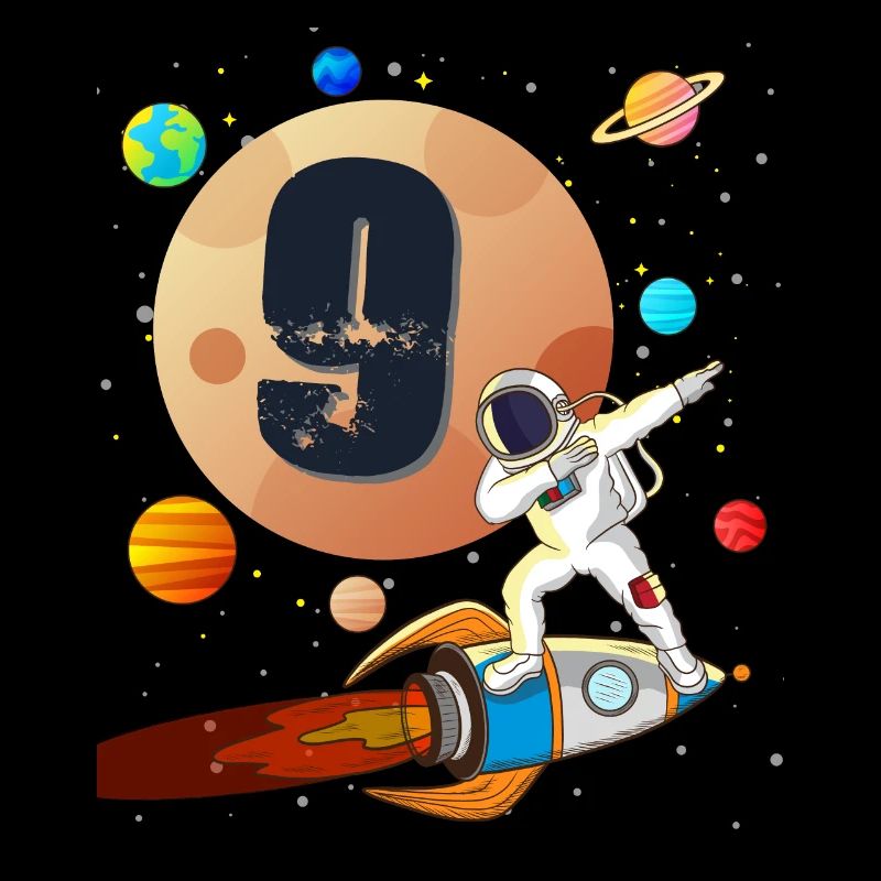 9th Birthday for Astronauts Young Rocket Moon