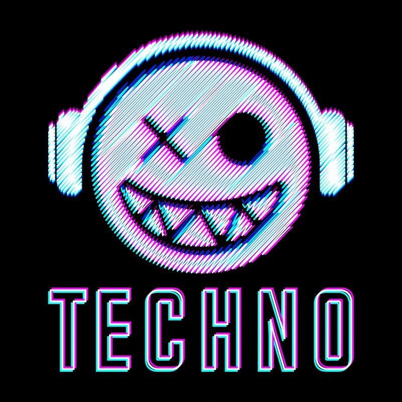 Techno DJ Gesicht Elektro Face Smile Kopfhörer