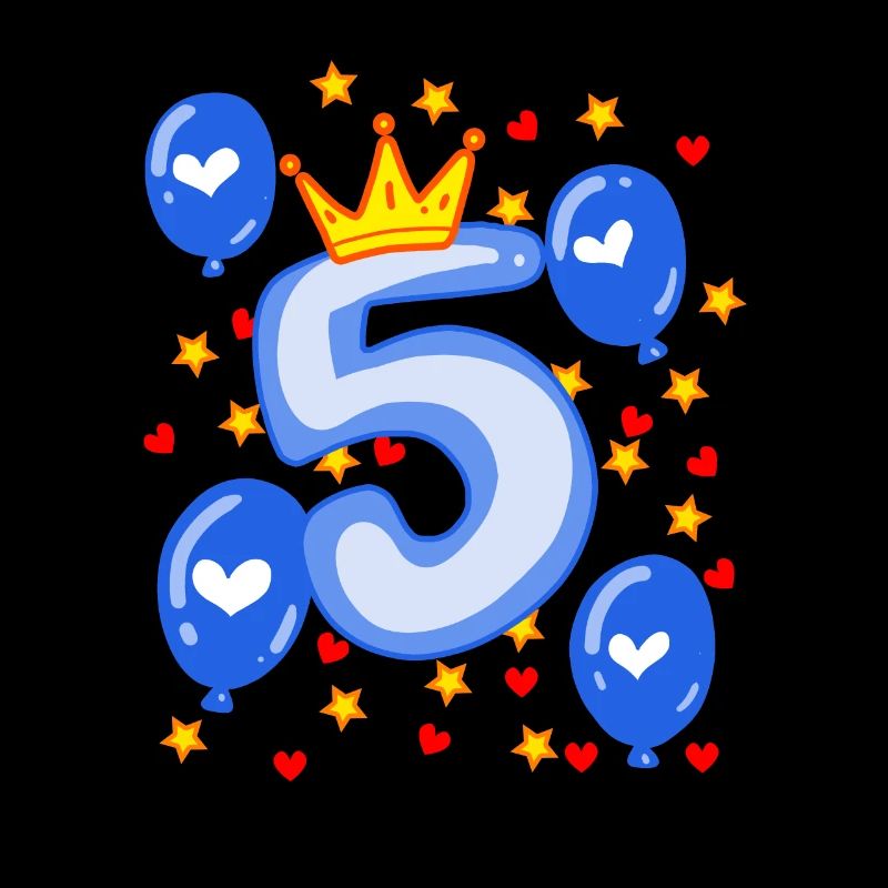 5. Geburtstag Junge Luftballons Krone Sterne