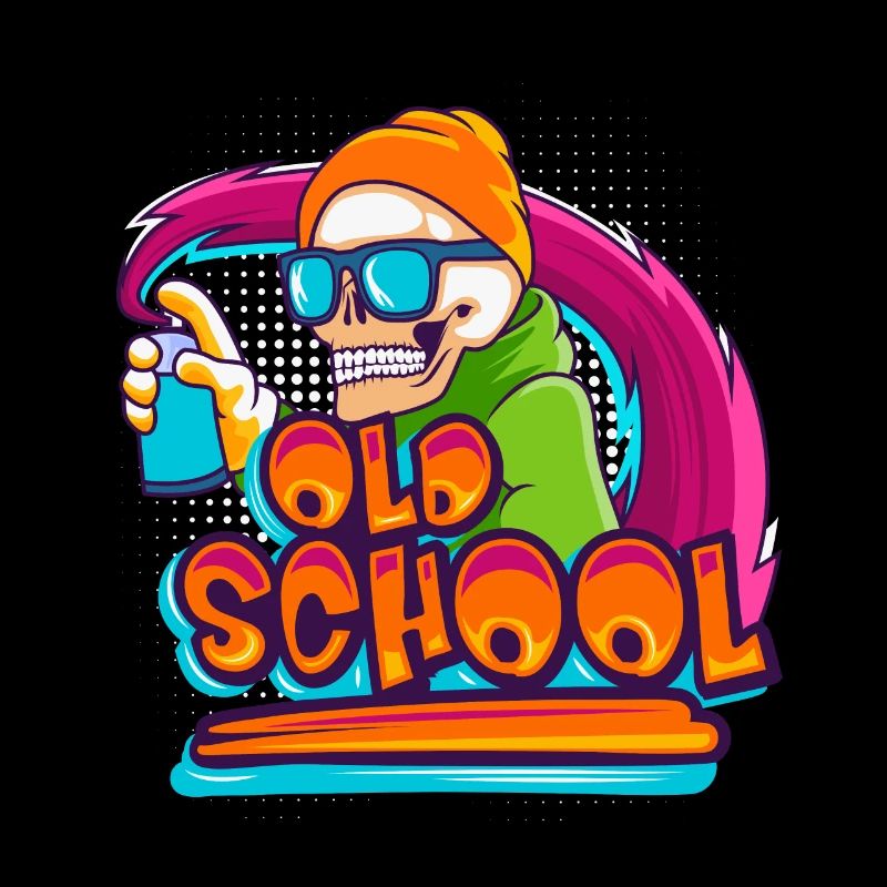 Old School Sprayer Graffiti Skeleton Skull