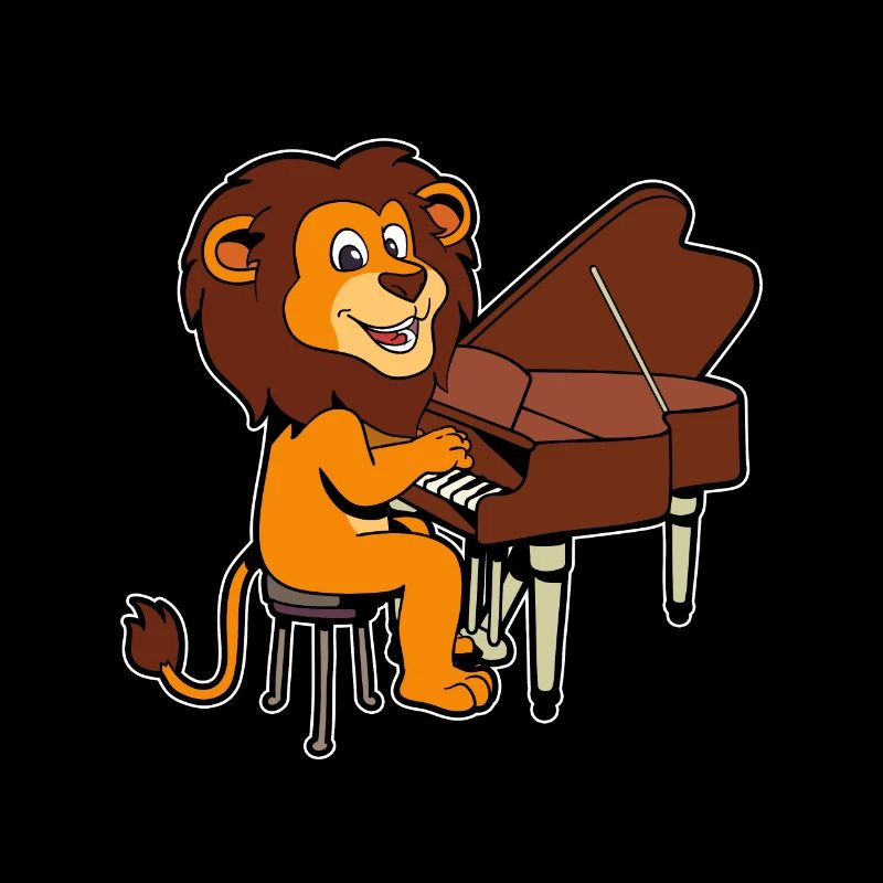 Comic Löwe spielt Klavier