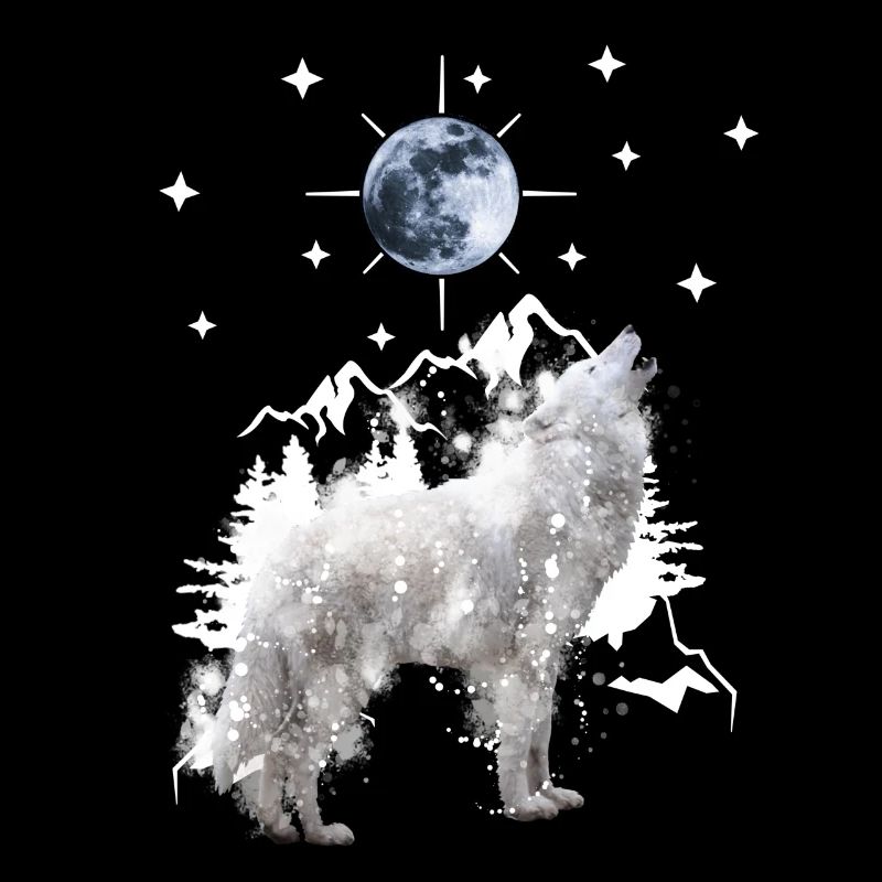silhouette de loup hurlant avec la lune