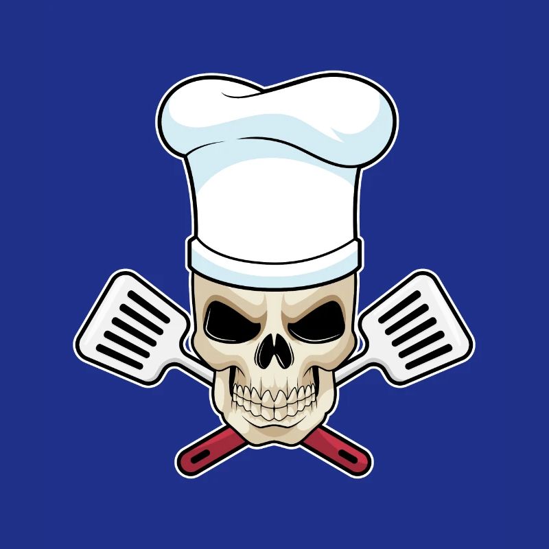 Skull as a cook with a chef's hat