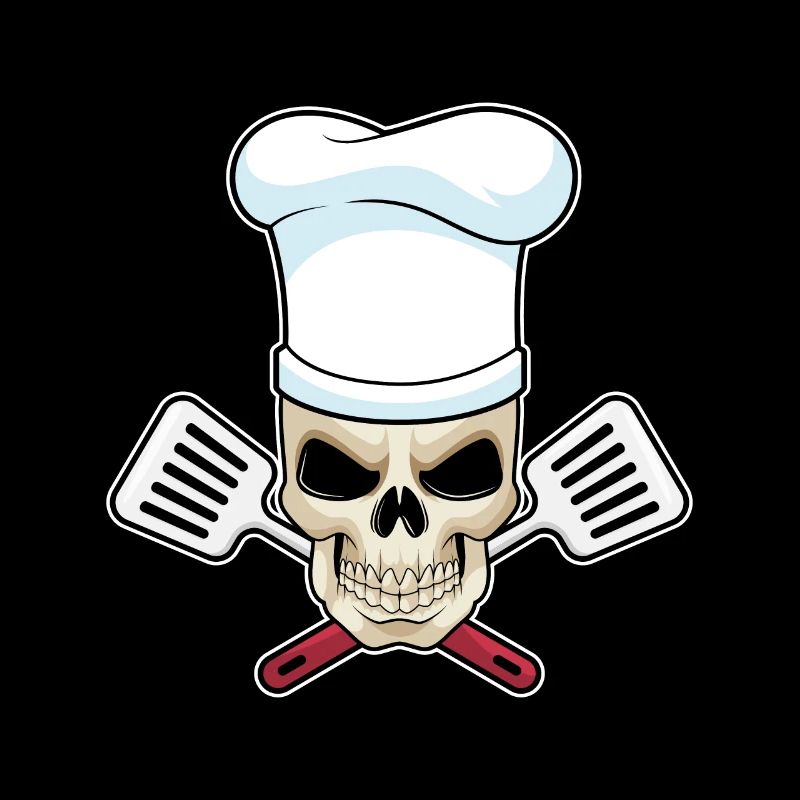 Skull as a cook with a chef's hat