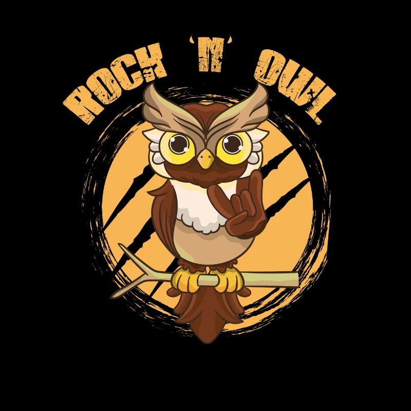 Hibou Rock’n’Owl comme Rock n Roll Born to be Rock