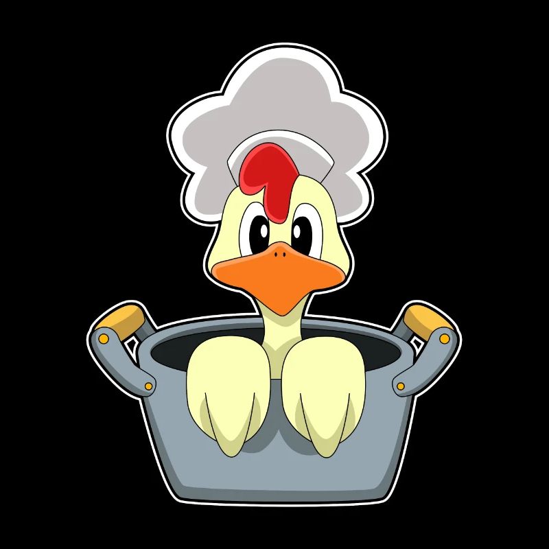Chicken with cooking pot