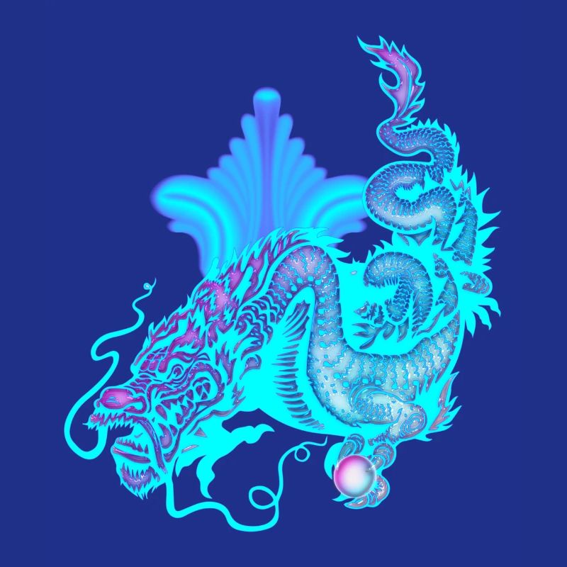 Hellblauer chinesischer Drache
