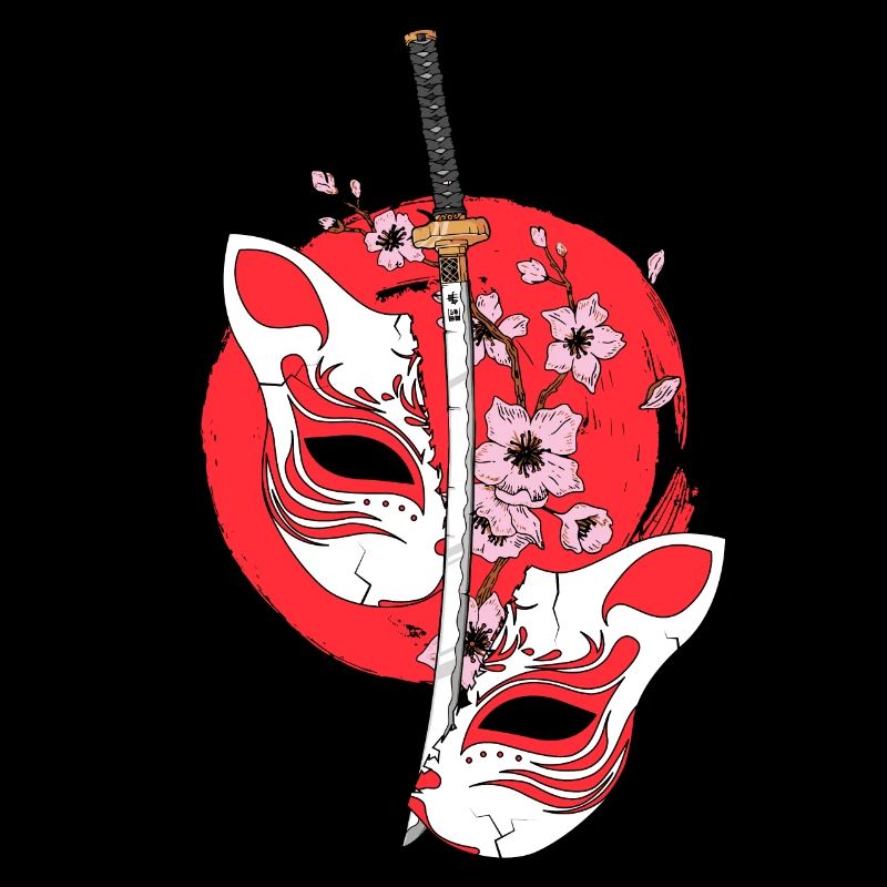 Kitsune Masque Épée Japonaise Katana Japonais