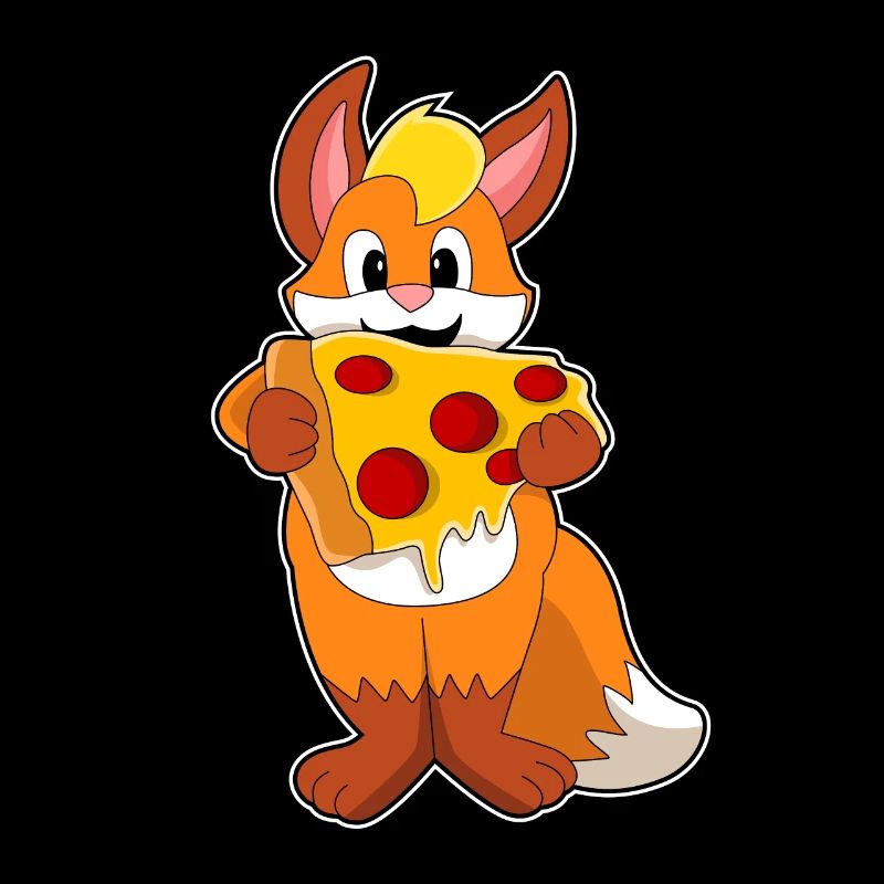 Fox with pizza
