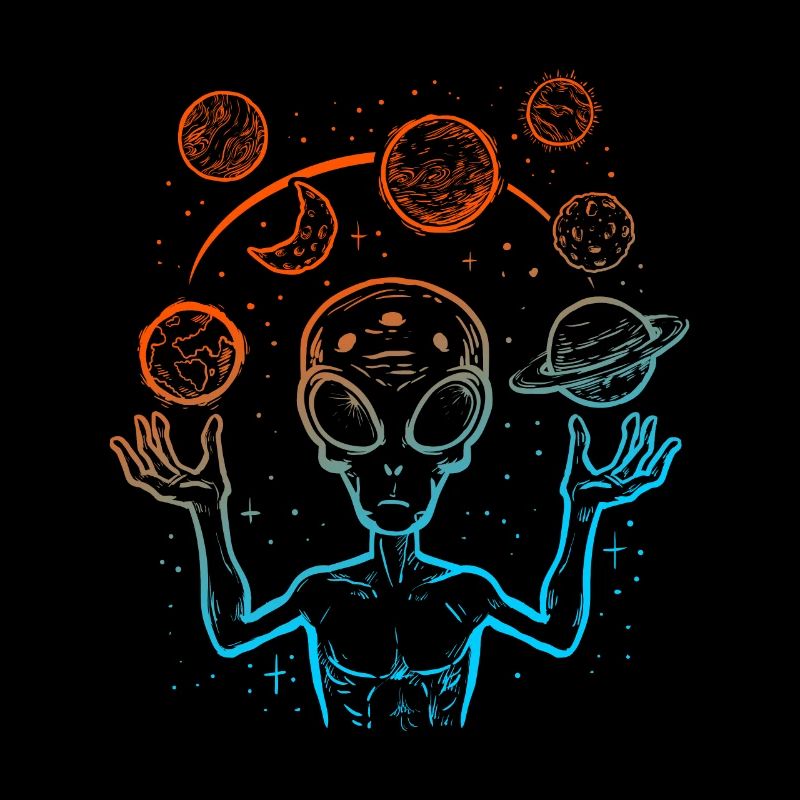 UFO Alien Juggling Planets Space