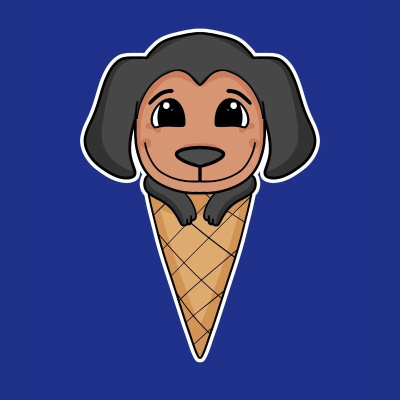 Coonhound avec cornet de crème glacée - crème glacée